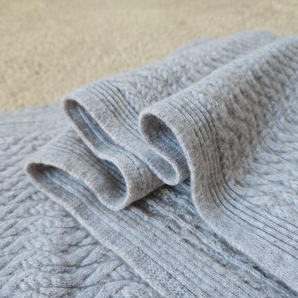 L.L. Bean Accessories - NWOT L.L. Bean Cashmere Scarf Grey Mini Cable Knit
